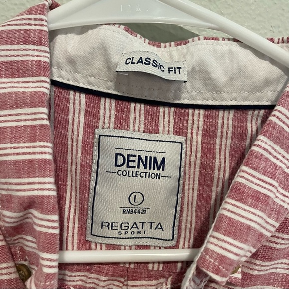 Men’s Denim Collection Regatta Sport Striped Button Up - Picture 3 of 5